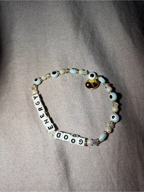 Good Energy Beaded Bracelet in White and Gold from Little Words Project
